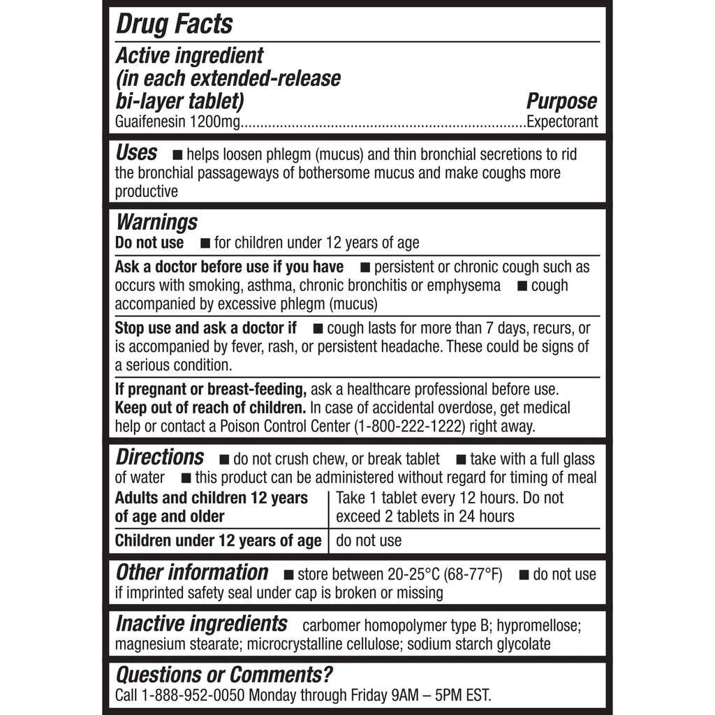 HealthA2Z Mucus Relief | Guaifenesin 1200 mg | 50 Tablets | Maximum Strength | 12 Hour | Expectorant | Relieves Chest Congestion