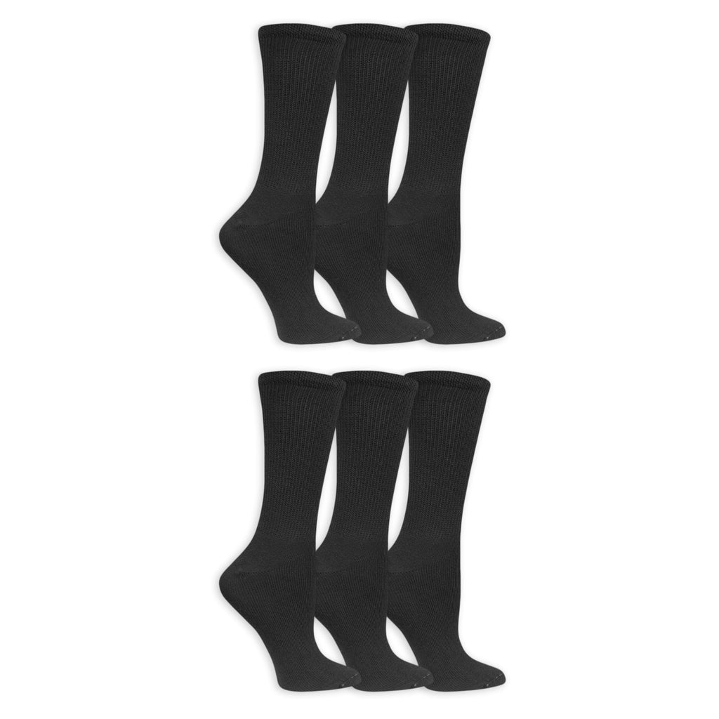 Dr. Scholl's Womens Diabetes & Circulator - 4 6 Pair Packs Non-binding Comfort And Moisture Management Socks, Black, 8-12 US