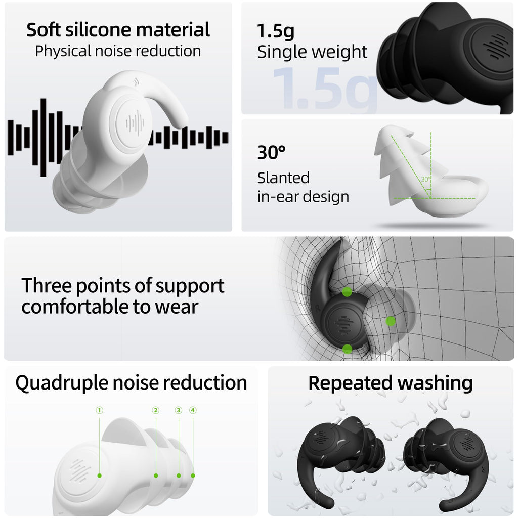 ENJROKJ Ear Plugs for Sleeping Noise Cancelling,Soft Comfortable Silicone Noise Reduction Earplugs,Reusable Washable Earplugs fo