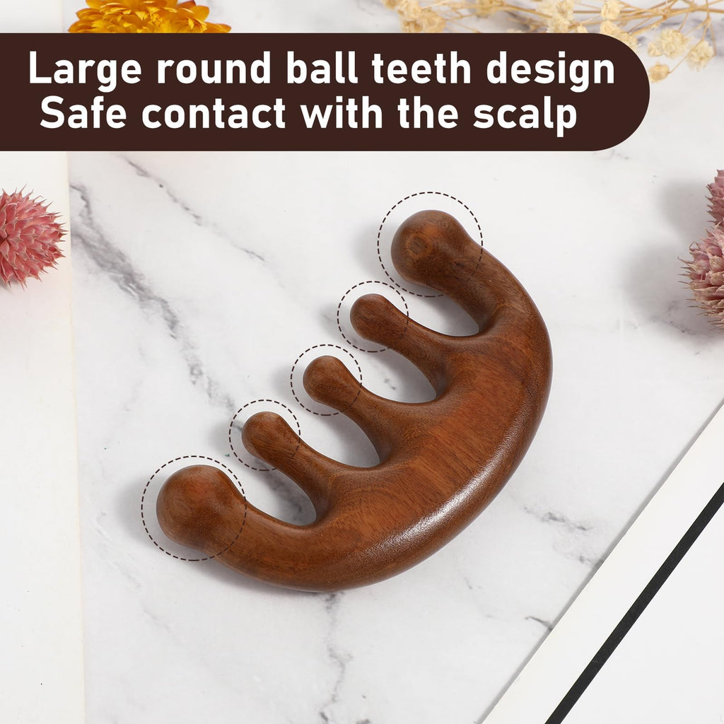 Lusofie Wooden Scalp Massage Comb Natural Wood Comb Wide Tooth Hair Comb Head Massage Tool Meridians Scalp Massage Gua Sha Comb