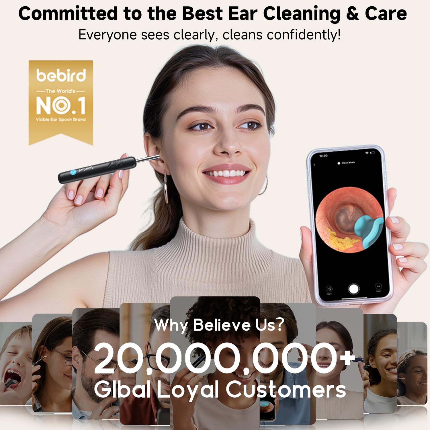 BEBIRD R1 Ultra Ear Wax Removal, Ear Cleaner with Camera Ear Scope, Wax Remove Ear Pick with Ear Otoscope Tweezers, Visual Dropp