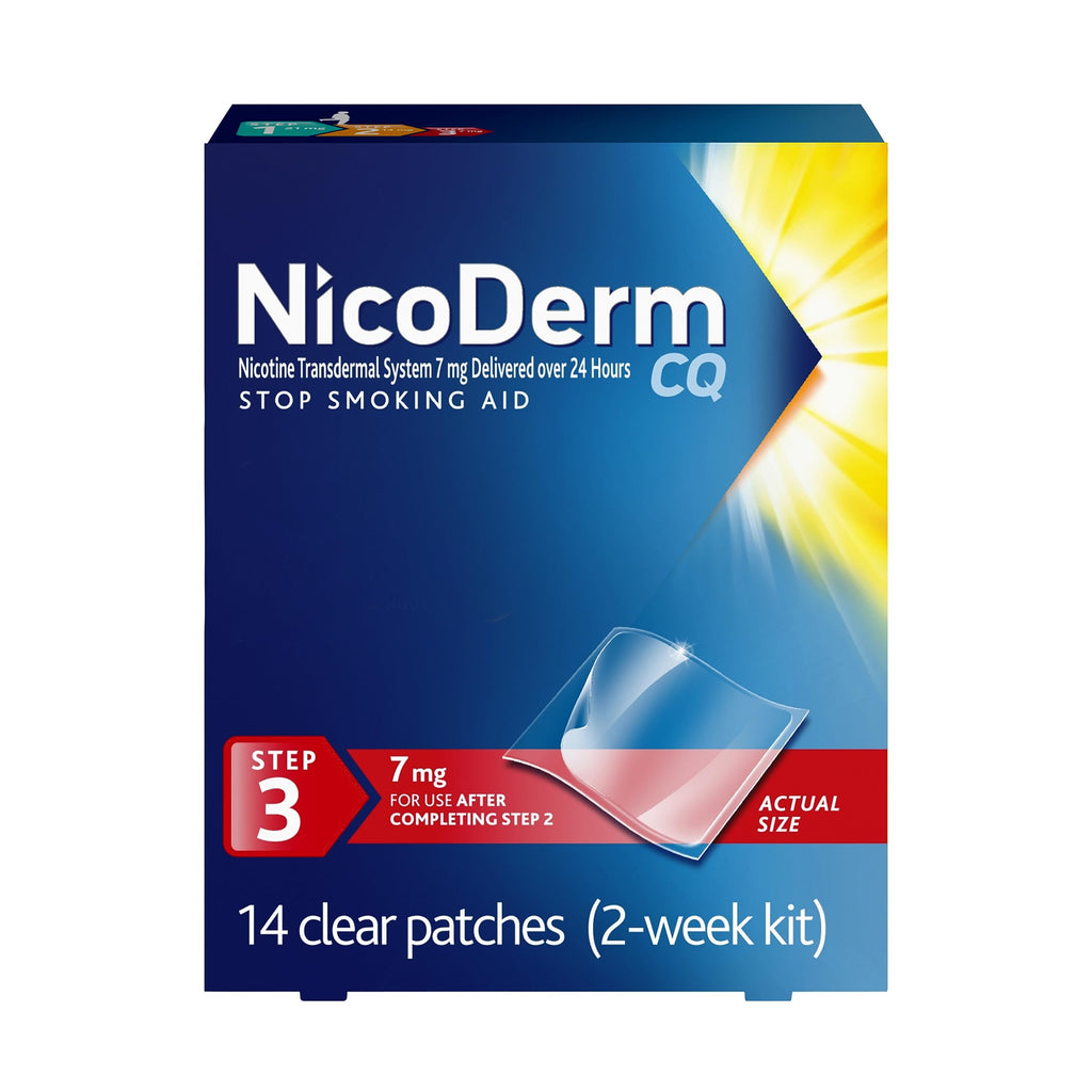 NicoDerm CQ 7mg Step 3 Nicotine Patches to Help Quit Smoking - Stop Smoking Aid, 14 Count