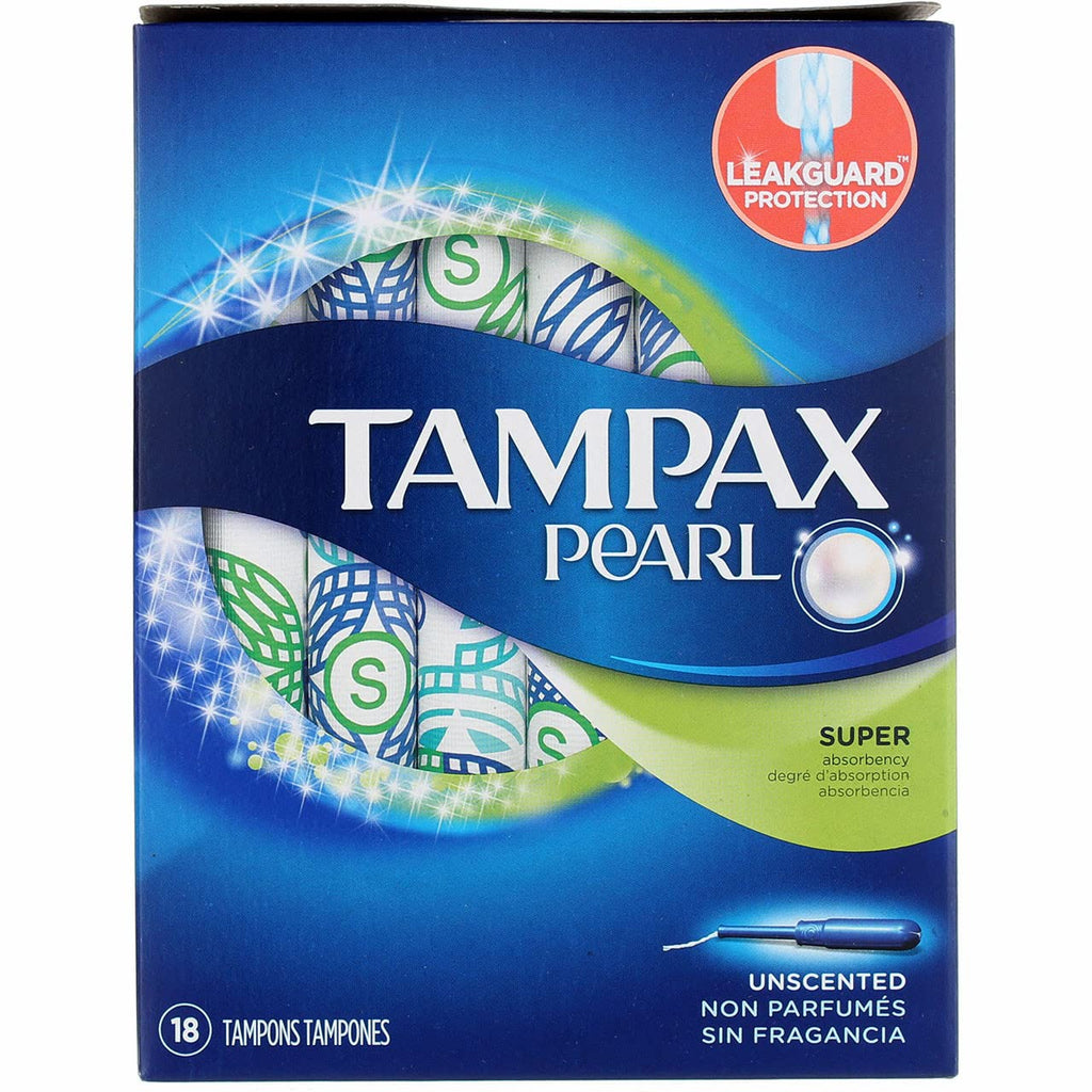 Tampax Tampons Pearl Super 18 Count Unscented (Pack of 2)