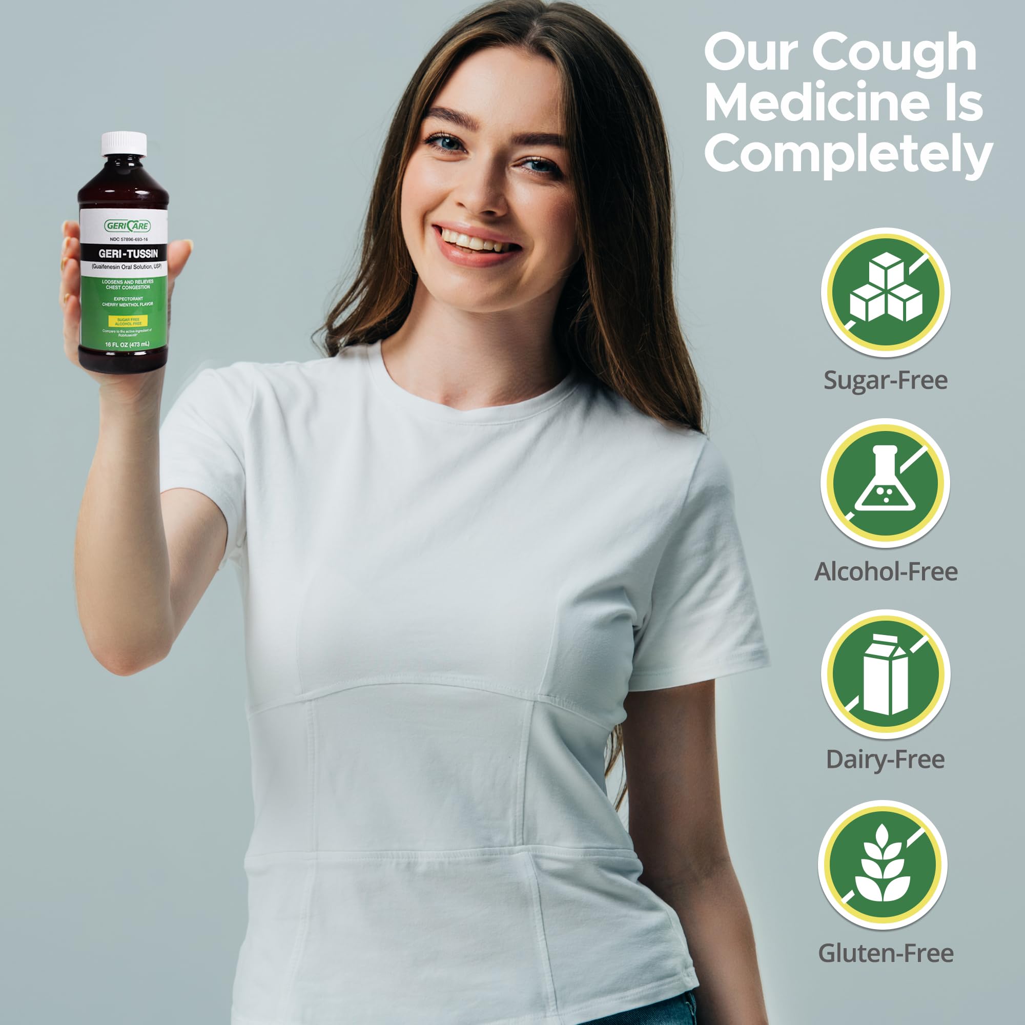 GeriCare Geri-Tussin Cold and Cough Relief Guaifenesin Syrup, Sugar Free, 16 Fl Oz (Pack of 1)