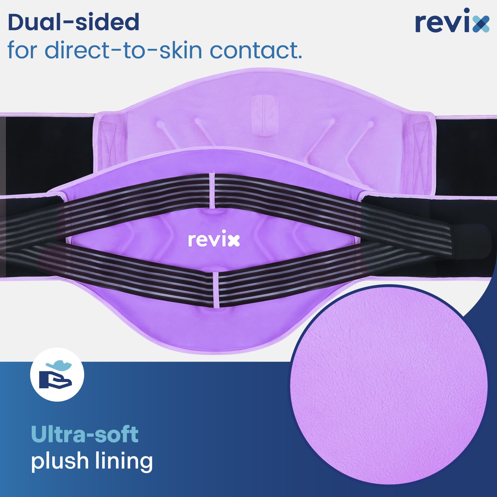 REVIX Reusable Large Back Ice Packs with Compression Straps, Adjustable Lower Back Ice Wrap for Lumbar, Sciatic Nerve, Soft Plus