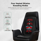 Mynt Black Acupressure Massage Chair Pad with 4 Deep Kneading Nodes, Shiatsu Back Massager for Chair with Heat, Heated Back Mass