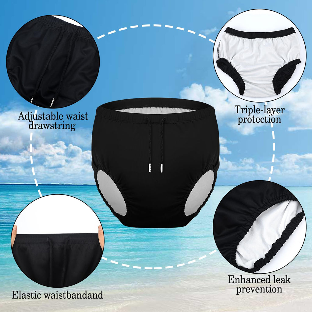 Glitopper 2 Pcs Adult Swim Diapers Special Needs Resuable Cloth Diaper Covers Waterproof Incontinence Protection, Unisex(M)