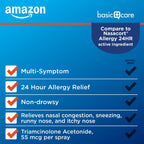 Amazon Basic Care Multi-Symptom Triamcinolone Acetonide Nasal Allergy Spray, 55 mcg, 0.57 fl oz (Pack of 2)