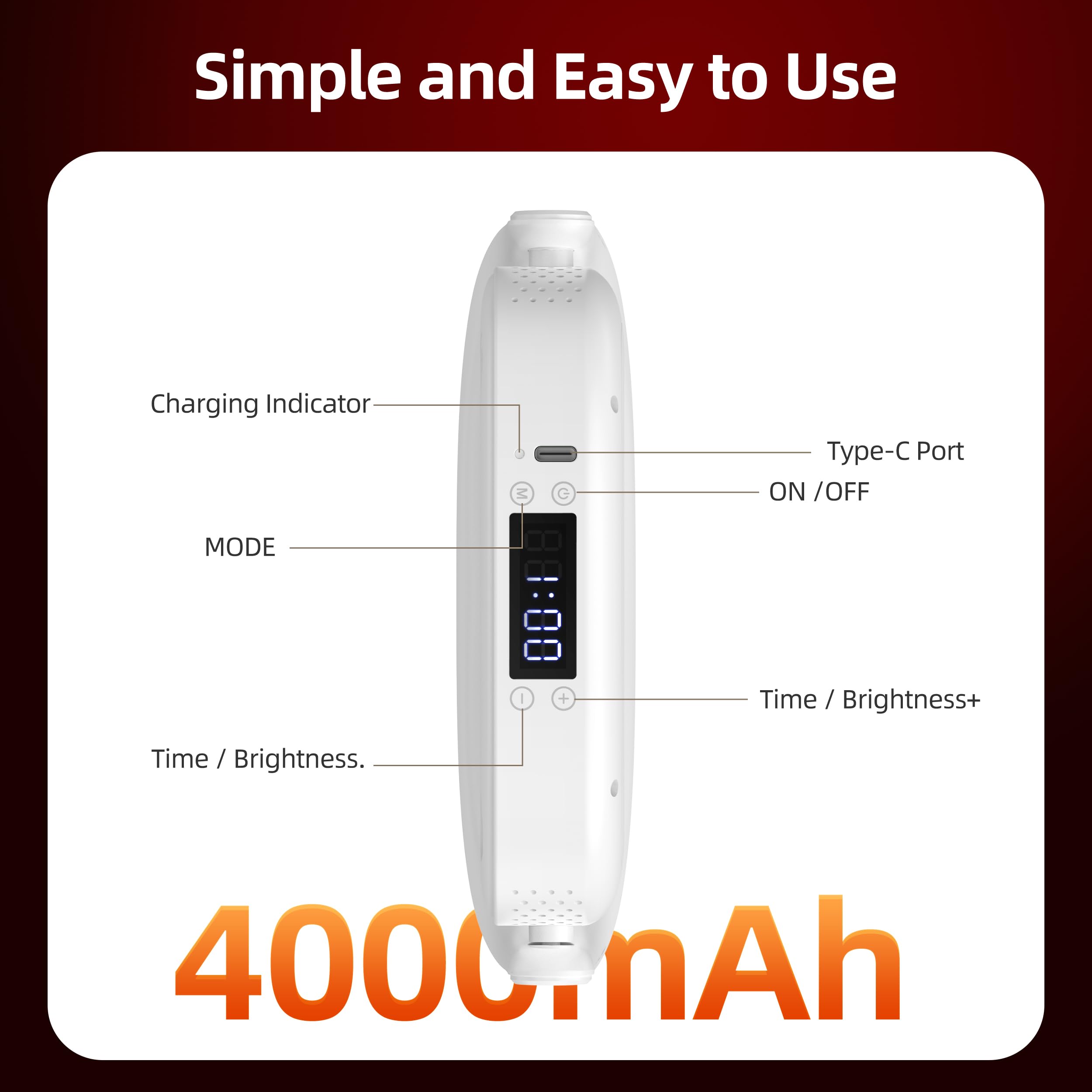 Red Light Therapy, Near Infrared 660nm 850nm Portable Red Light Therapy for Face and Body 4000mAh Battery Include Rotate 360 Deg