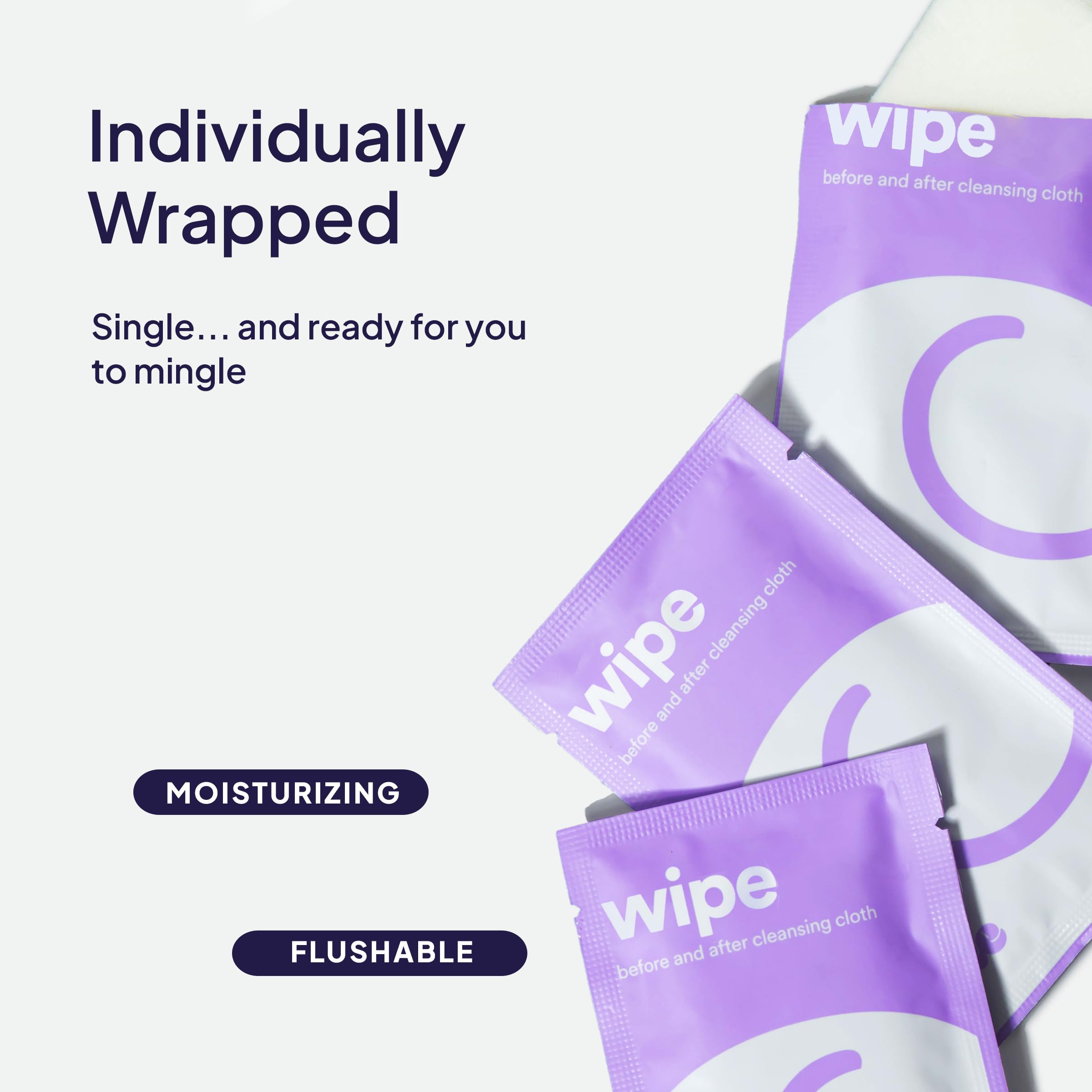 Hello Cake Sex Wipes - Individually Wrapped, Organic Flushable Wipes for Adults - Biodegradable, Hypoallergenic, pH-Balanced, Hy