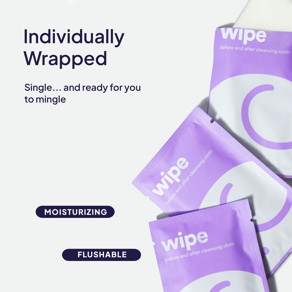 Hello Cake Sex Wipes - Individually Wrapped, Organic Flushable Wipes for Adults - Biodegradable, Hypoallergenic, pH-Balanced, Hy
