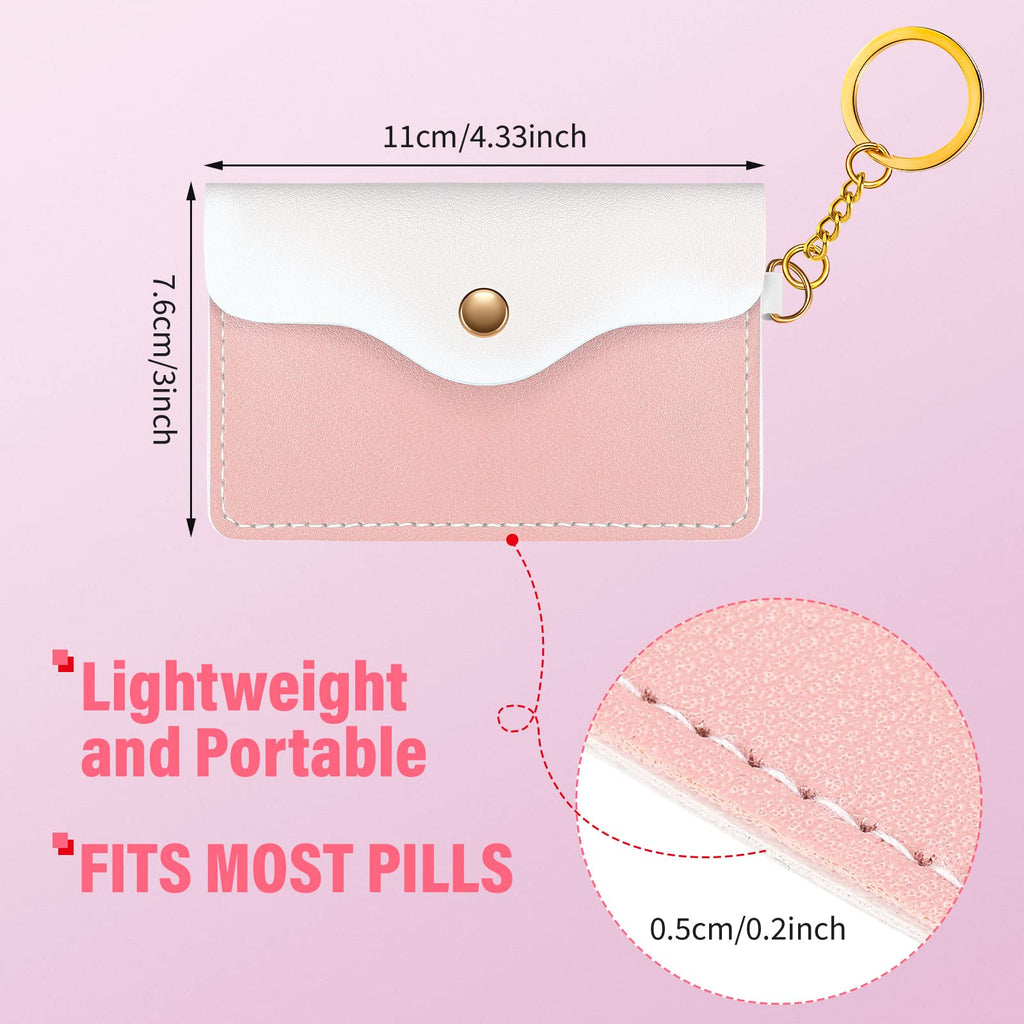 Tondiamo 2 Pack Birth Control Pill Case Sleeve Packet PU Leather Wallet Pill Holder 4.33 x 3 Inch Birth Control Pouch with Key R
