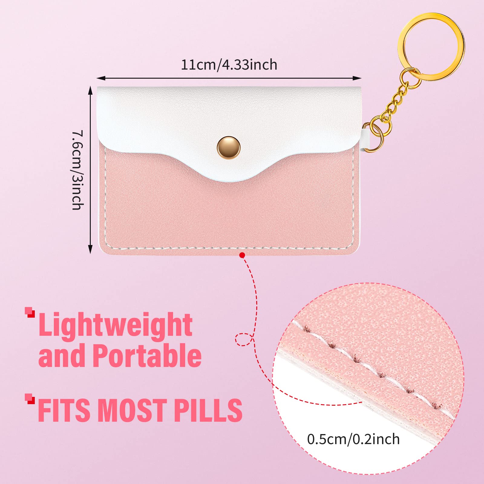 Tondiamo 2 Pack Birth Control Pill Case Sleeve Packet PU Leather Wallet Pill Holder 4.33 x 3 Inch Birth Control Pouch with Key R
