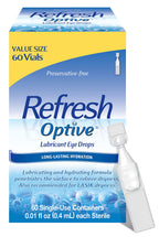 Refresh Optive Lubricant Eye Drops, Preservative-Free, 0.01 Fl Oz Single-Use Containers, 60 Count