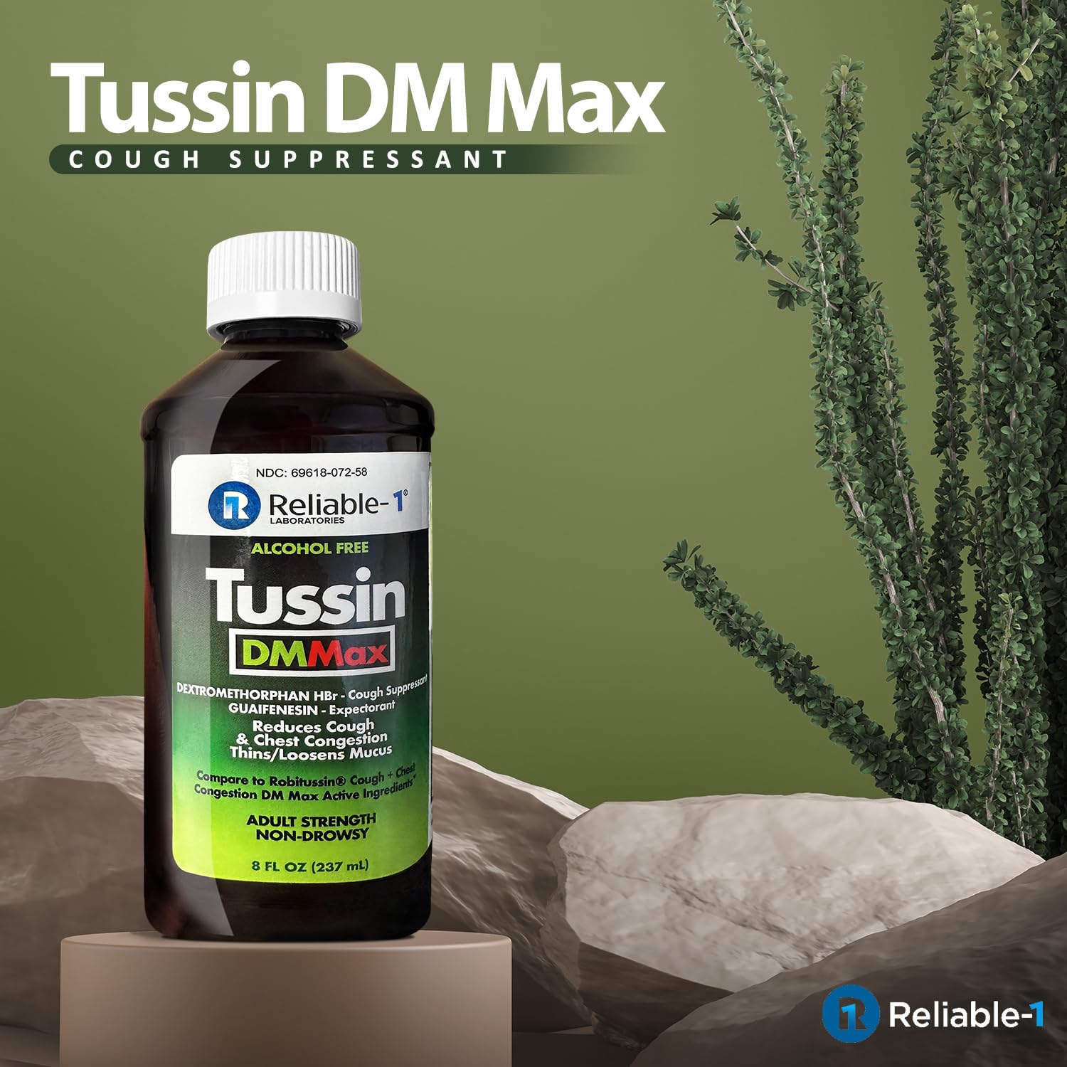 Reliable-1 Laboratories Tussin DM MAX Cough Suppressant, Reduces Cough & Chest Congestion, Thins/Loosens Mucus, Adult Strength N