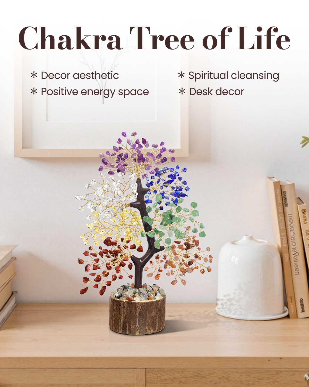 Crystal Tree of Life - 7 Chakra Tree, Christmas Birthday Gifts for Women, House Warming Gift, Chakra Healing Crystals Positive E