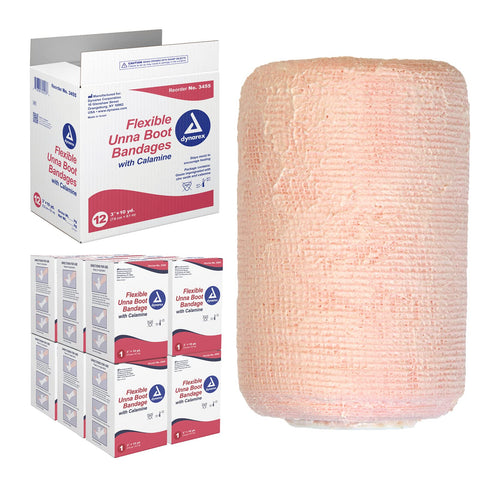 Dynarex 3455 Unna Boot Bandage, Individually Packaged, Provides Customized Compression, With Calamine, Soft Cast, 3 '' x 10 Yard