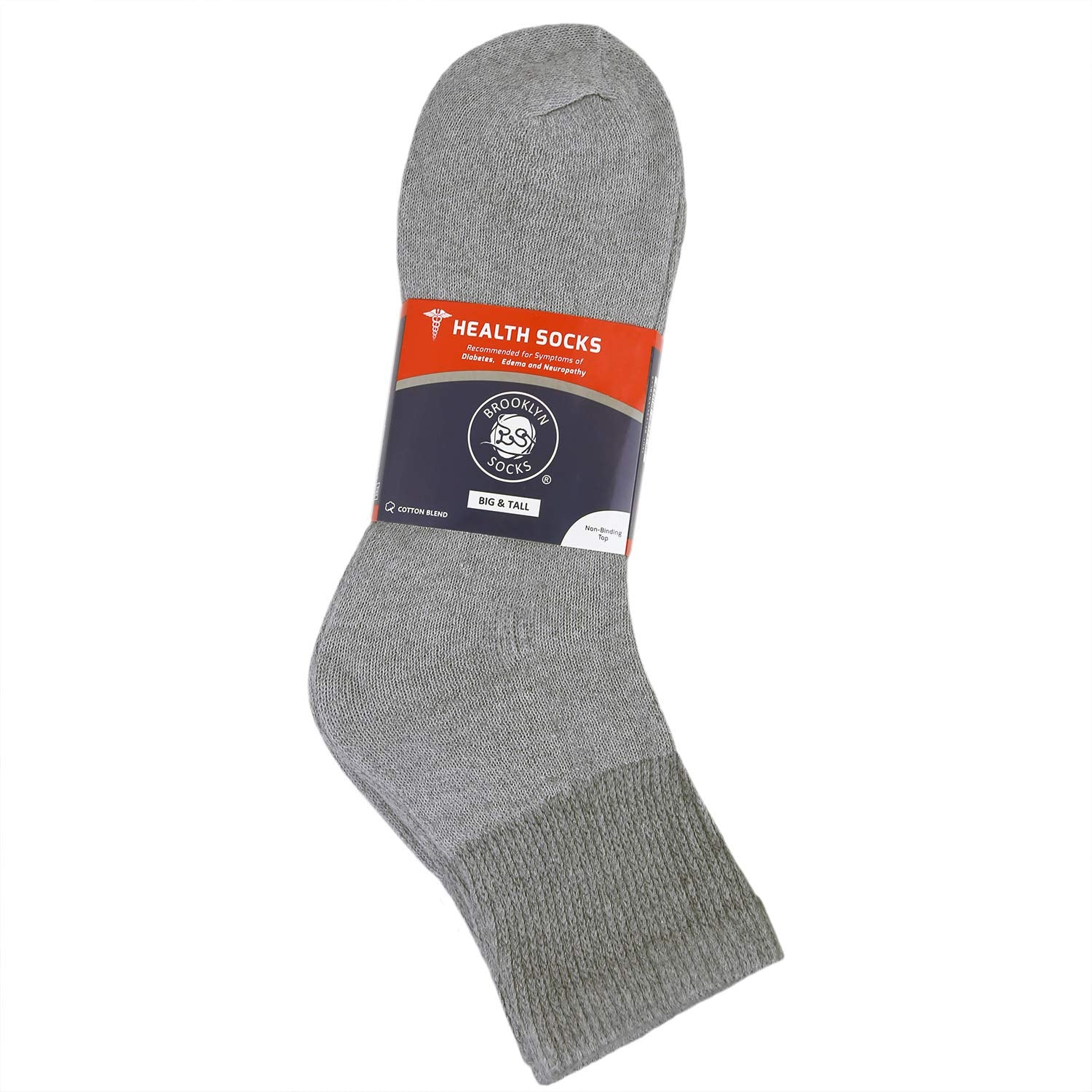 Big and Tall Diabetic Neuropathy Ankle Socks, King Size Mens Athletic Quarter Socks (Size: 13-16) (Gray, 12)