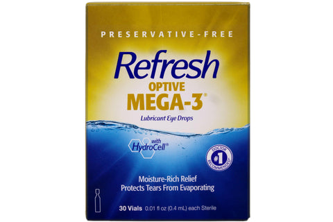 Refresh Optive Mega-3 Lubricant Eye Drops, 30 Single-Use (Pack of 2)