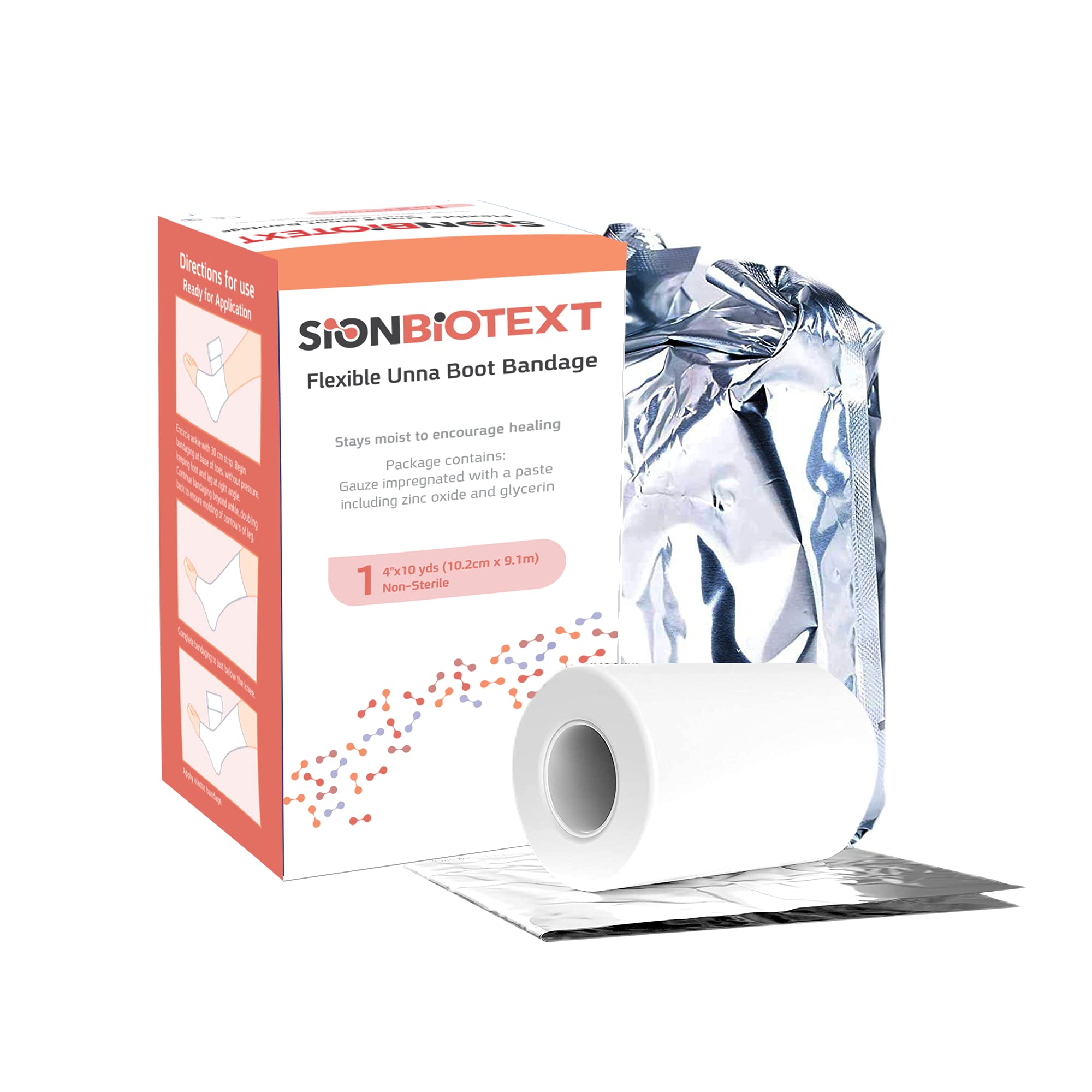 Sion Biotext Unna Boot Zinc Flexible Compression Bandage Maintain Moist Healing Environment Medical Dressing Wrap Gauze EMS Firs