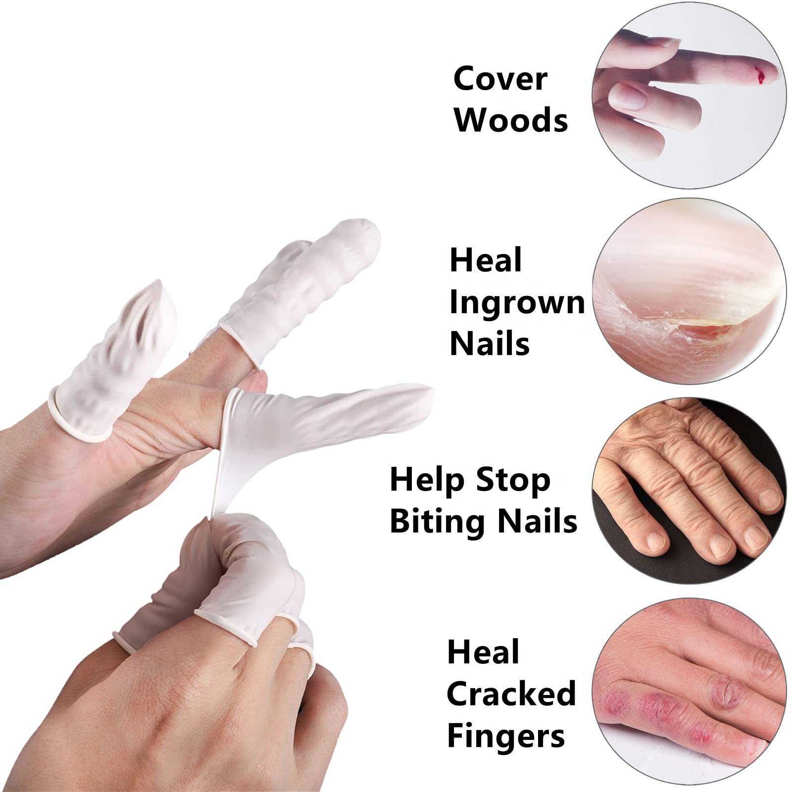 BTYMS 400 Count Latex Finger Cots Medium Fingertip Gloves Disposable Finger Rubber Tips Protector Anti-Static