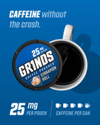 Grinds Coffee Pouches | Tobacco Free, Nicotine Free Healthy Alternative | 10 Cans of Cinnamon Roll | 18 Pouches Per Can | 1 Pouc