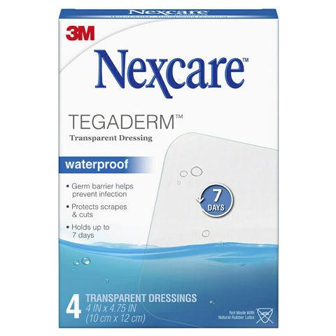 Nexcare Tegaderm Waterproof Transparent Dressing, Dirtproof, Germproof, Provides Protection To Minor Burns, Scrapes, Cuts, Blist