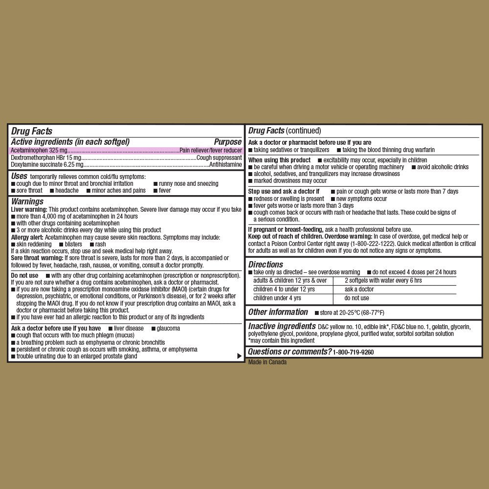 GoodSense Nighttime Cold & Flu Softgels, Relieves Aches and Pains Related to Cold & Flu, 24 Count (Pack of 1)