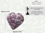 Lepidolite Crystal Heart Palm Stone - Pocket Massage Worry Stone for Natural Body Chakra Balancing, Reiki Healing and Crystal Gr