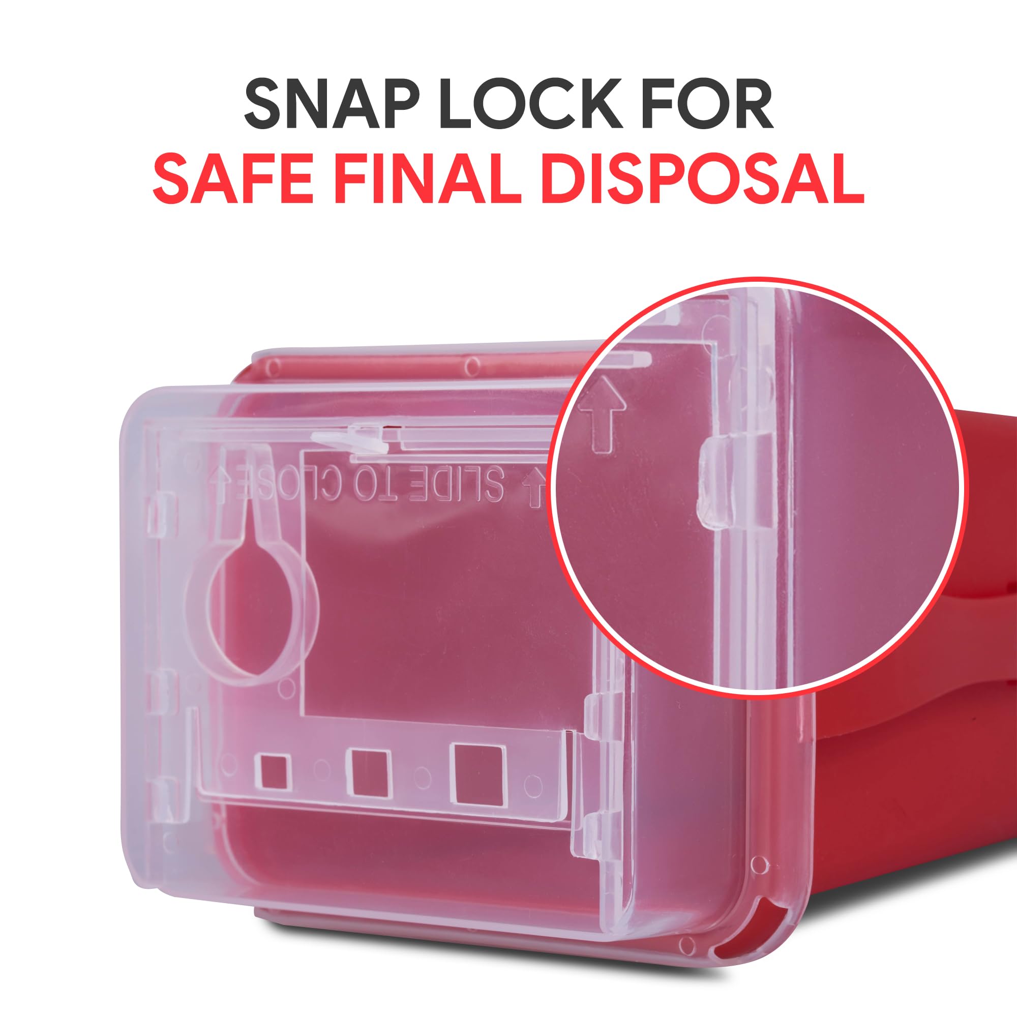 Alcedo Sharps Container for Home Use 1 Quart (1-Pack), Biohazard Needle and Syringe Disposal, Small Portable Container for Trave