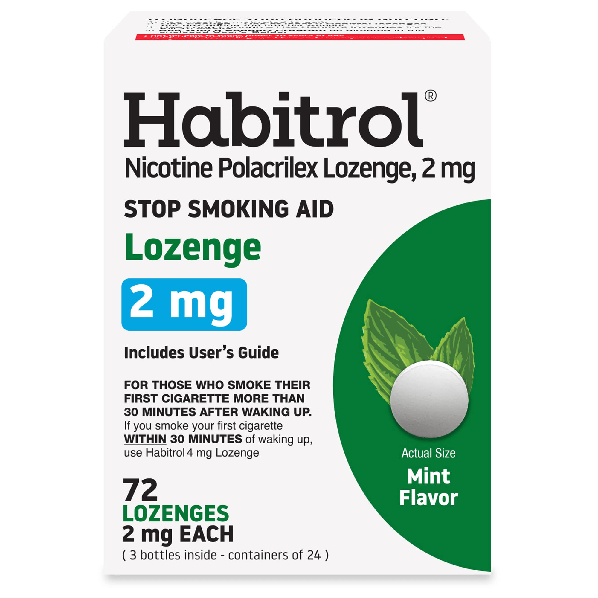 Habitrol Nicotine Lozenges - 2 mg, Mint Flavor, 72 Count - Nicotine Lozenge to Reduce Cravings & Help Quit Smoking