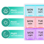 2Pcs Large Weekly Pill Organizer 3 Times A Day,Travel Pill Cases Moisture-Proof 7 Day Pill Box, Portable for Pills Vitamin Fish