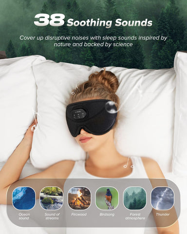 LC-dolida Sleep Headphones, White Noise Bluetooth Sleep Mask 3D Wireless Eye Mask for Sleeping, Sleep Mask with Bluetooth Headph