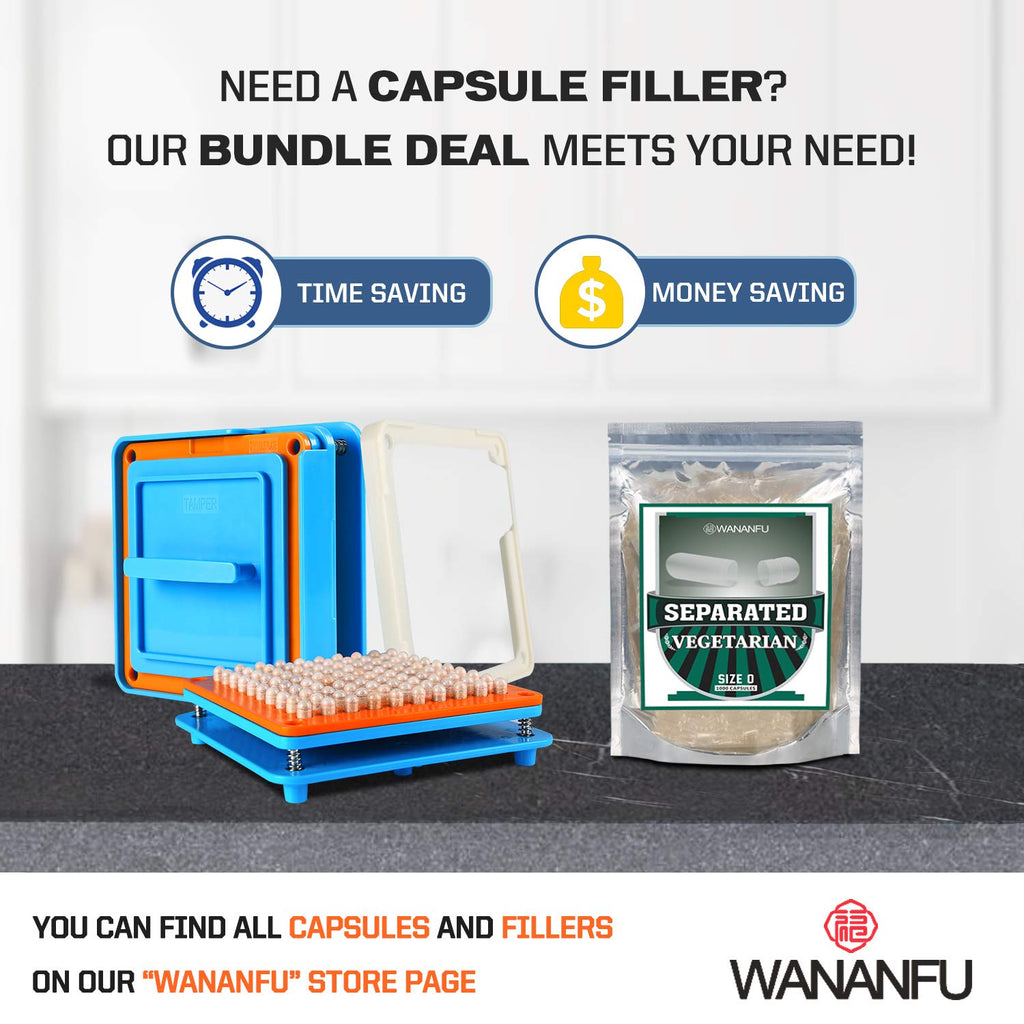 wananfu Pre-Separated Empty Capsules 0 Vegetarian (1000 Count), Clear Fillable Veggie Pill Capsules Size 0 for Making Your Own S