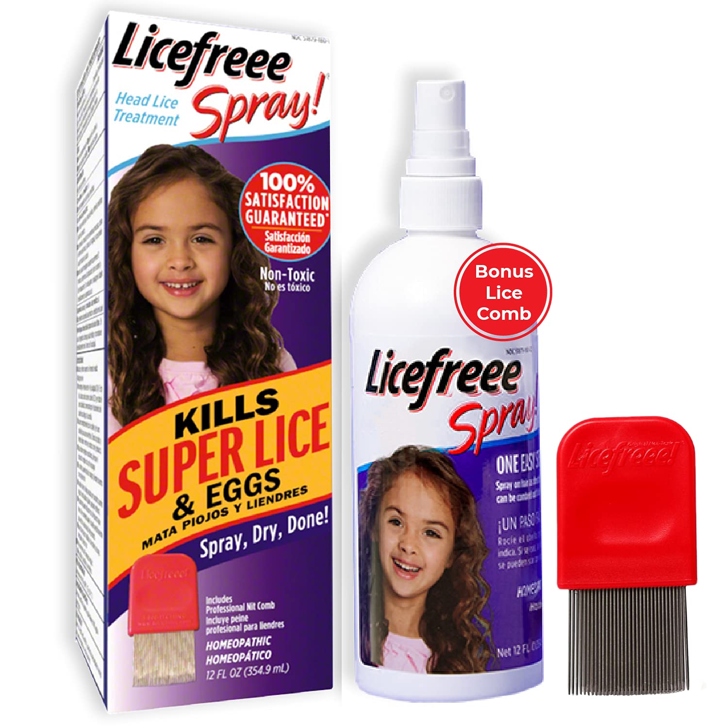 Licefreee Spray Family Size Lice Treatment for Kids & Adults, Easy Use Lice Spray Kills Head Lice, Eggs, Super Lice on Contact, 