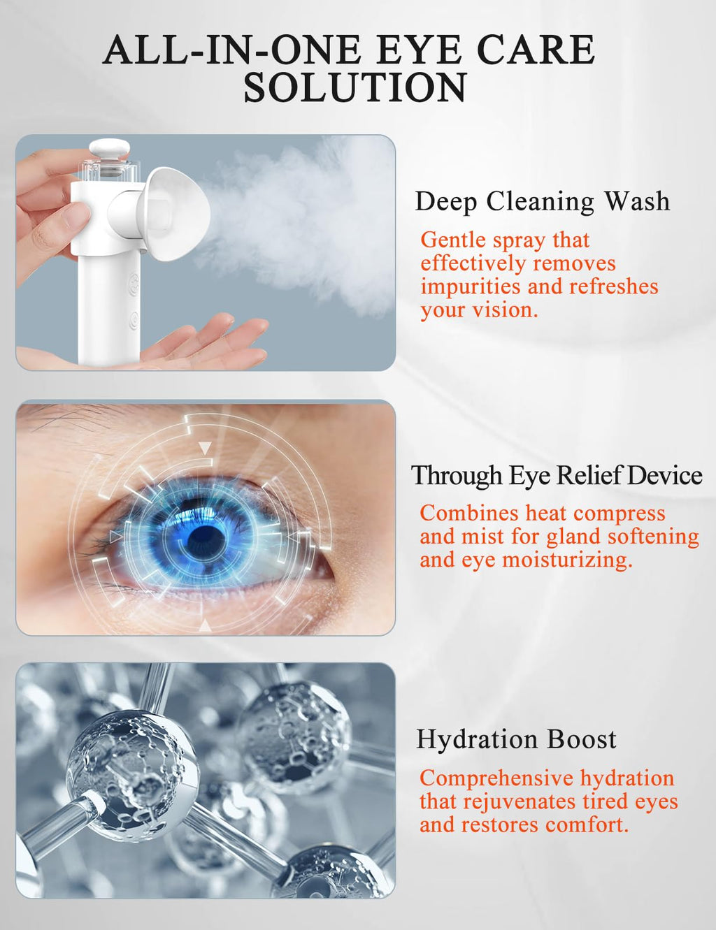 Eye Steamer for Dry Eye - Vowleike Portable Heated USB Nano Eye Mist Sprayer with Warm Compress for Dry Eyes & Stye Relief, Rech