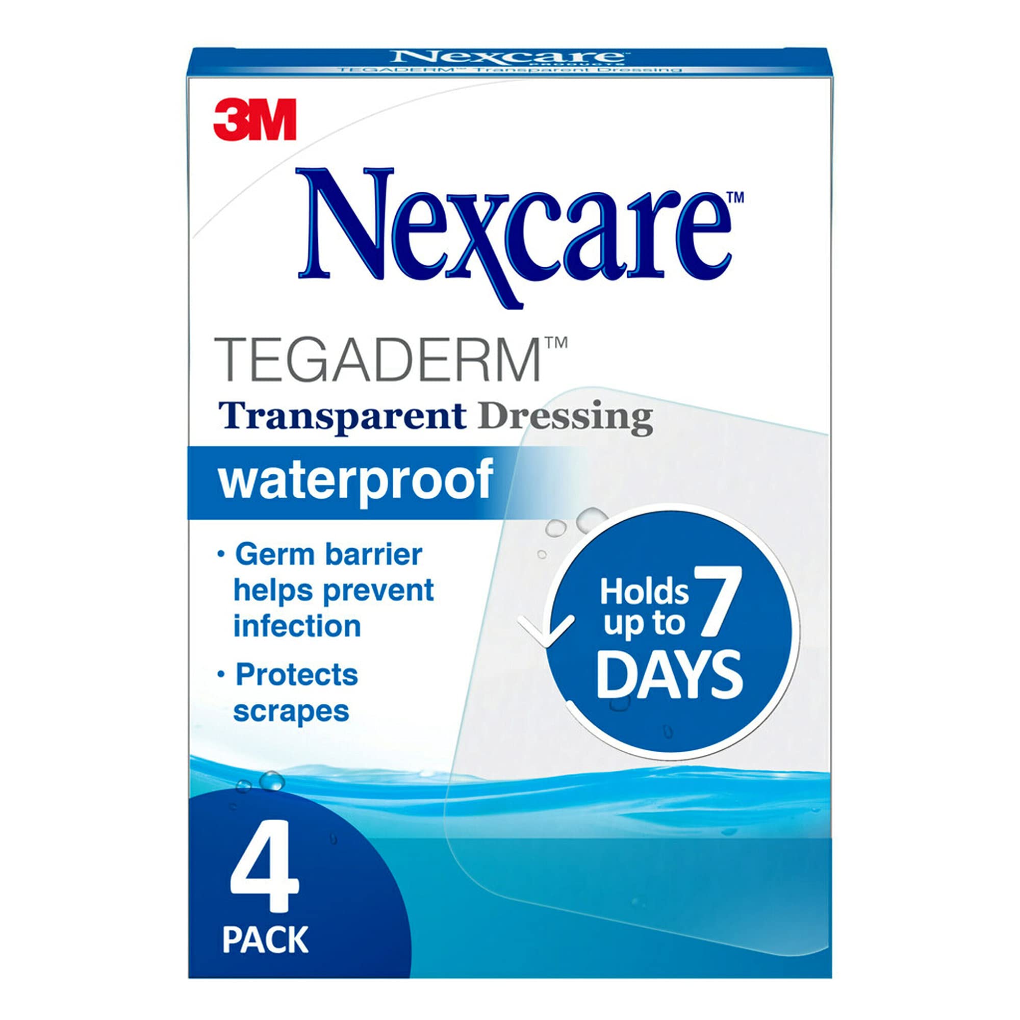 Nexcare Tegaderm Transparent Dressings 4 Inches X 4-3/4 Inches 4 Each (Pack of 5)