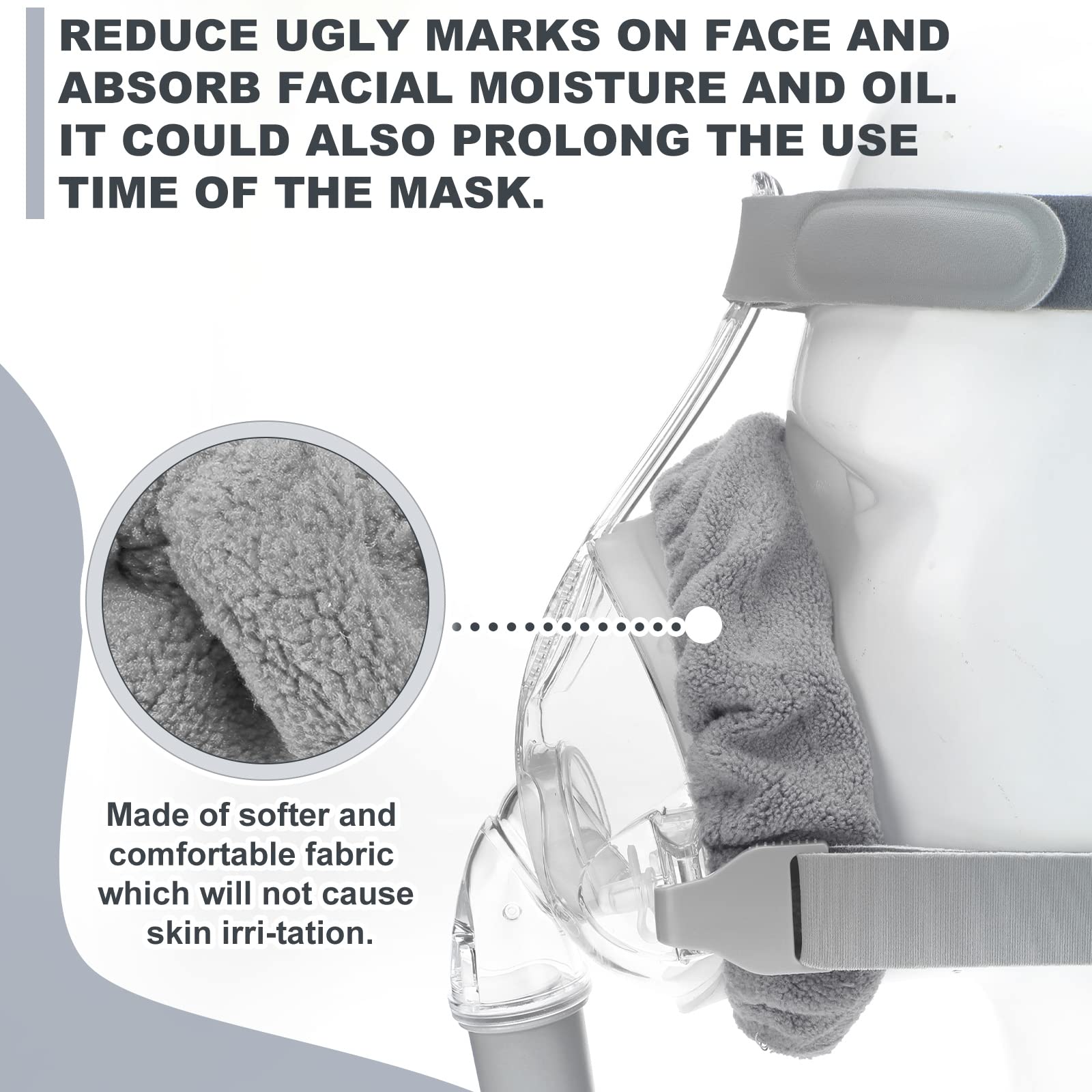 Sosation 24 Pack Mask Liners Full Face Reusable Soft Mask Covers Reduce Air Leaks and Blisters Washable Cushion Covers(Gray)