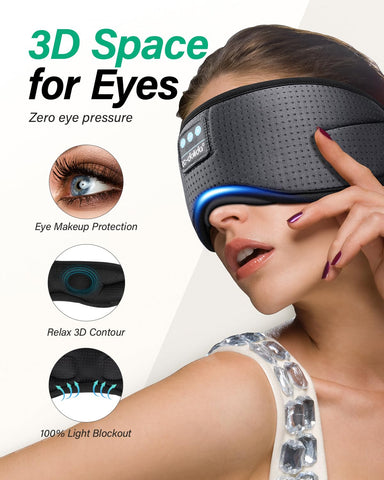 LC-dolida Sleep Headphones, White Noise Bluetooth Sleep Mask 3D Breathable Wireless Eye Mask for Timing, Sleep Mask with Bluetoo
