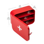 Mind Reader First Aid Box, Emergency Kit, Medical Supply Organizer, Wall Mountable, Metal, 12.25 L x 9.25 W x 4.25 H, Red