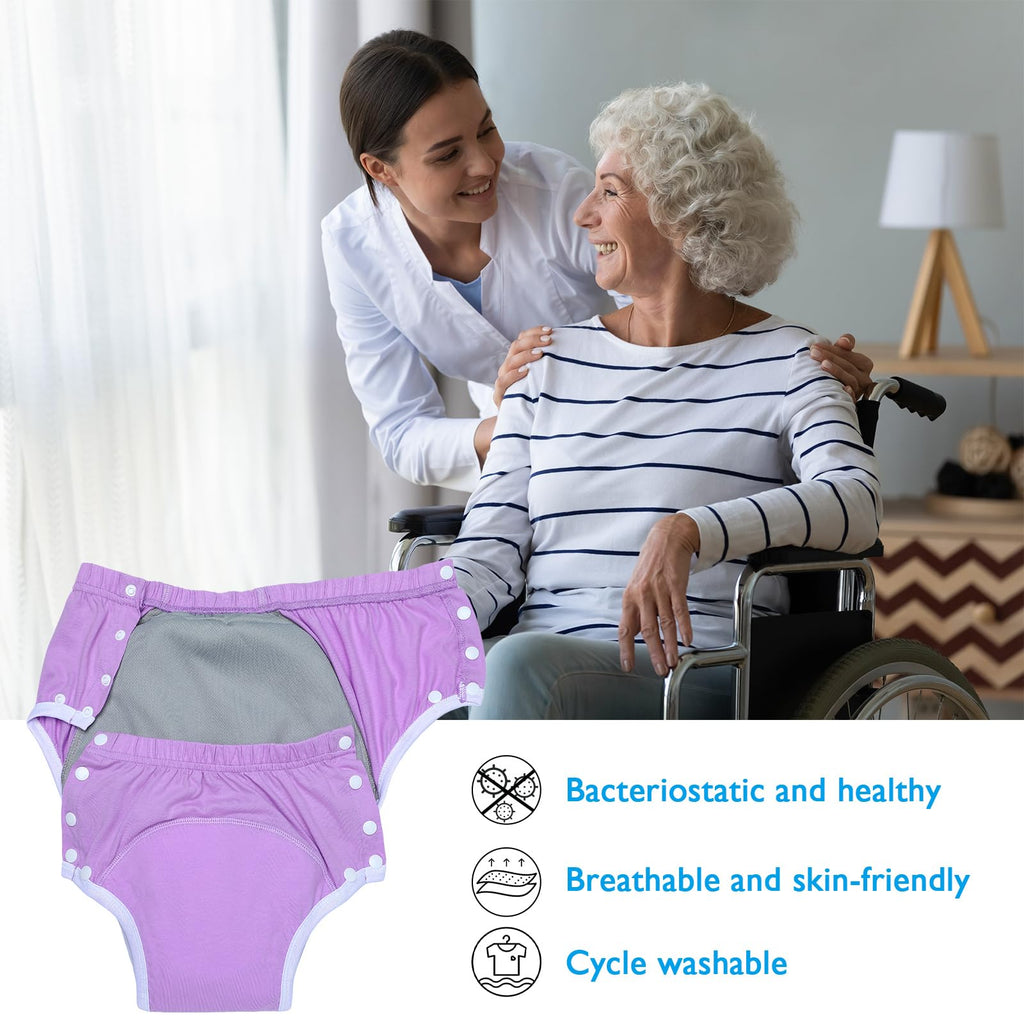 Timgle 8 Pcs Reusable Adult Diapers for Women Incontinence Adults Leak Proof Cotton Cloth Underwear Washable Absorbency Underpan