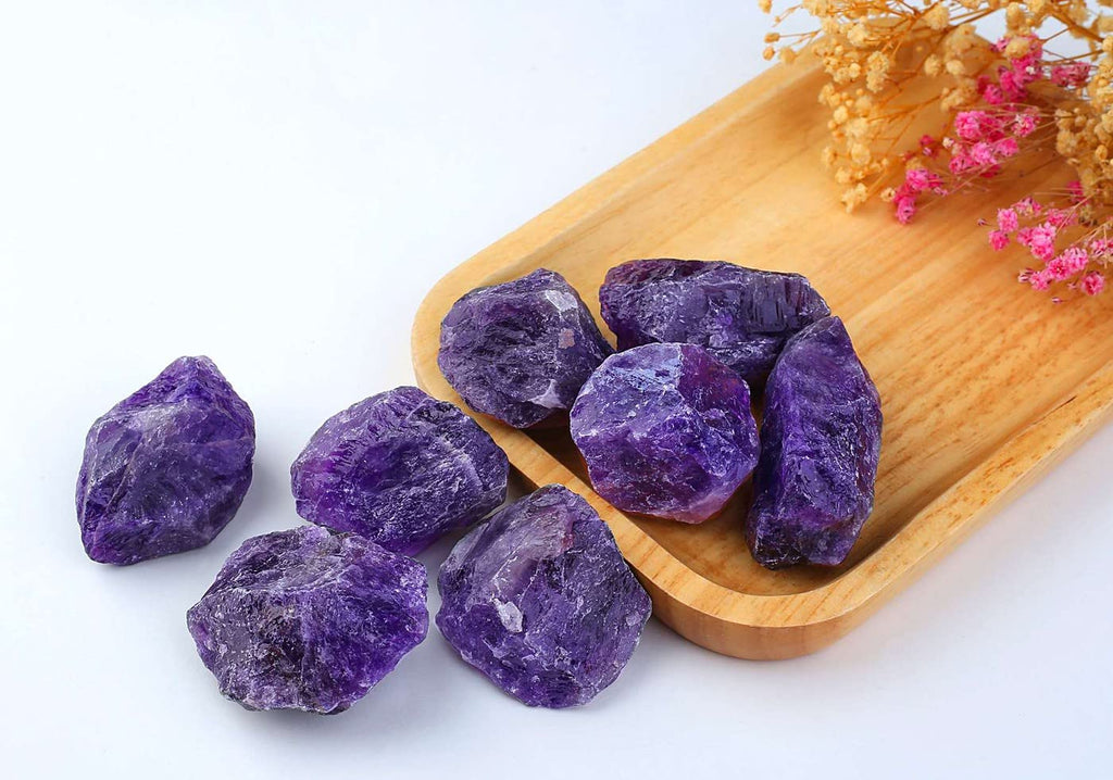 LAIDANLA Amethyst Natural Rough Stones Crystal Large Raw Crystals Bulk 1.5-2inch Healing Gemstones for Reiki Healing Tumbling Fo