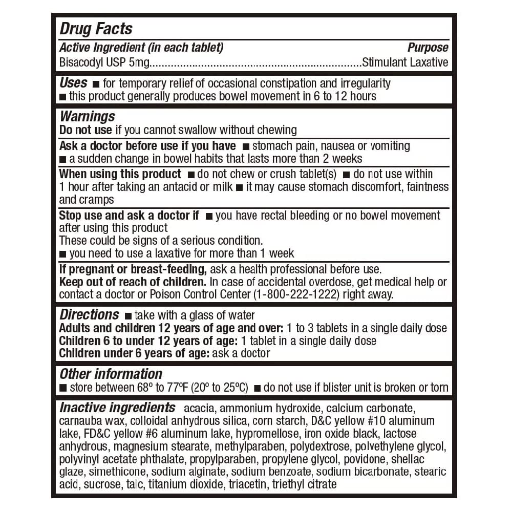 HealthA2Z Laxative Bisacodyl 5mg | 100 Counts | Gentle and Fast Overnight Relief for Constipation