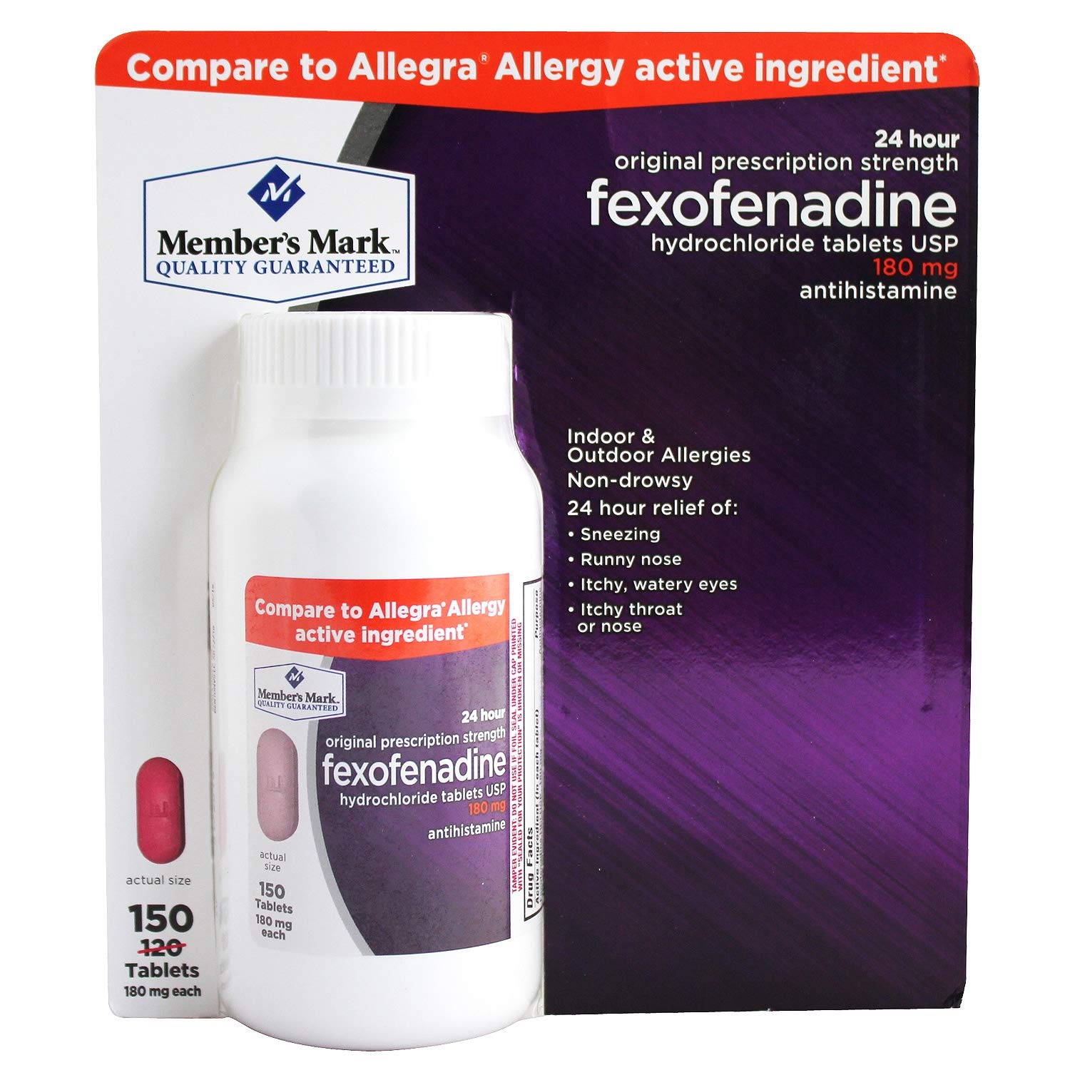 Members Mark 180 mg Fexofenadine (150 Count)