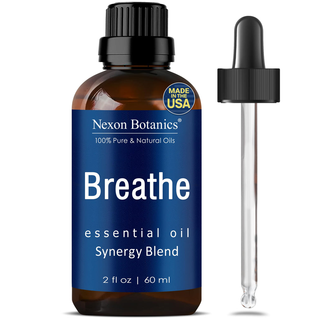 Breathe Essential Oil Blend 60 ml - Breath Sinus Relief with Menthol Oils - for Humidifiers, Diffusers, and Aromatherapy - Nexon