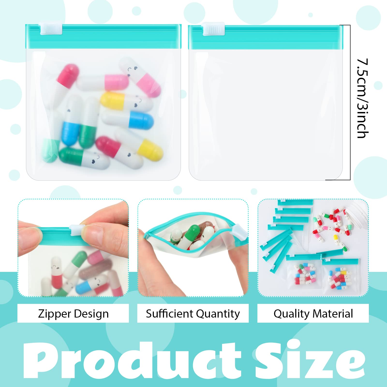 24 Pieces Pill Pouch Bags Zippered Pill Pouch Set Reusable Translucent Medicine Organizer Self Sealing Medicine Bag Travel Plast