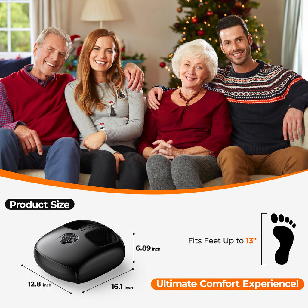 HTM Foot Massager Machine with Heat - Shiatsu, Kneading, Rolling Compression, 4 Modes & 5 Intensity Levels, Versatile Control Me
