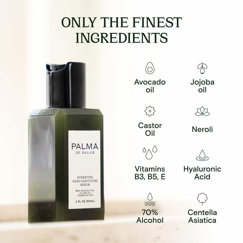 Palma de Salus 2-in-1 Travel-size Moisturizing Hand Sanitizer & Hand Lotion | Avocado Oil, Jojoba Oil, Hyaluronic Acid, Centella