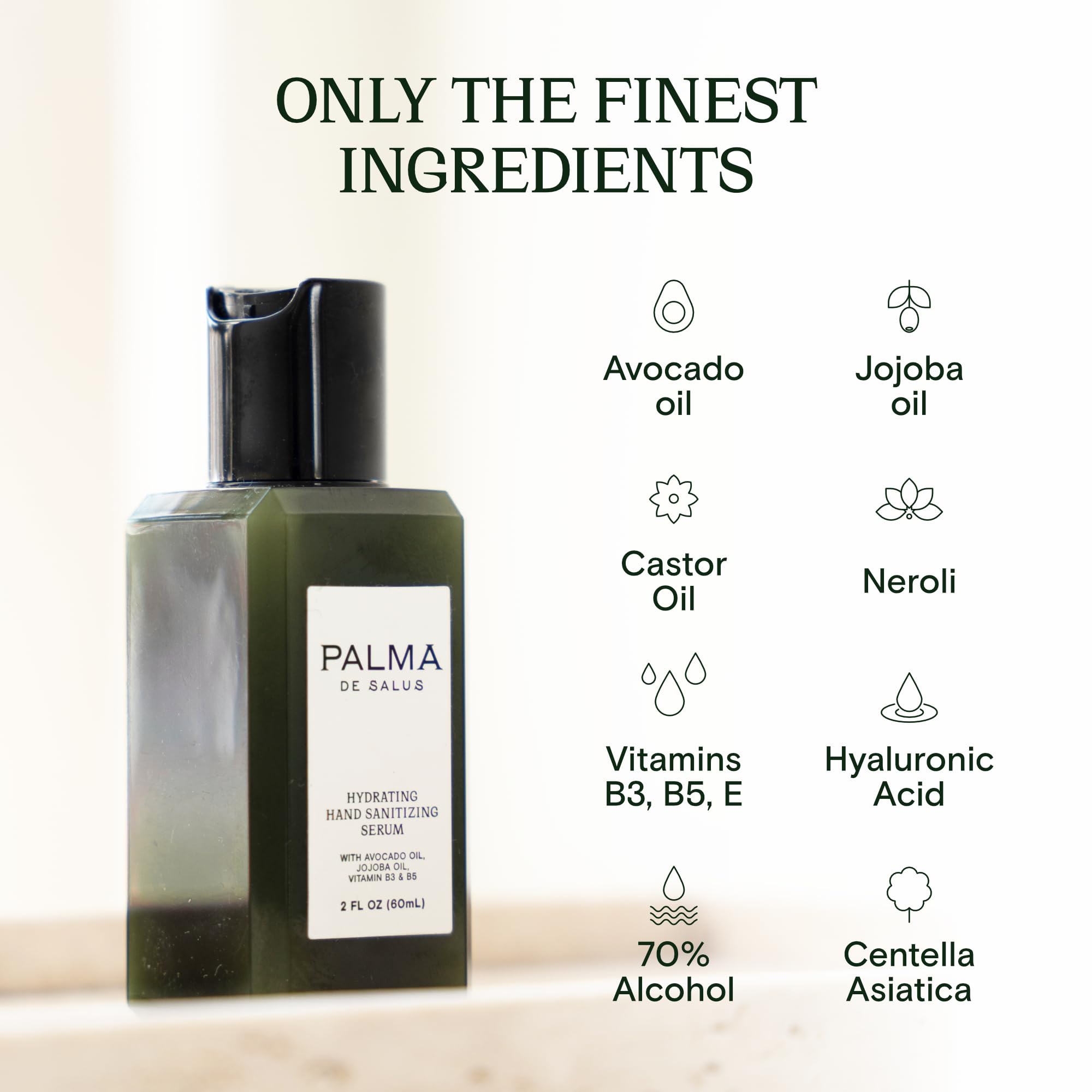 Palma de Salus 2-in-1 Travel-size Moisturizing Hand Sanitizer & Hand Lotion | Avocado Oil, Jojoba Oil, Hyaluronic Acid, Centella