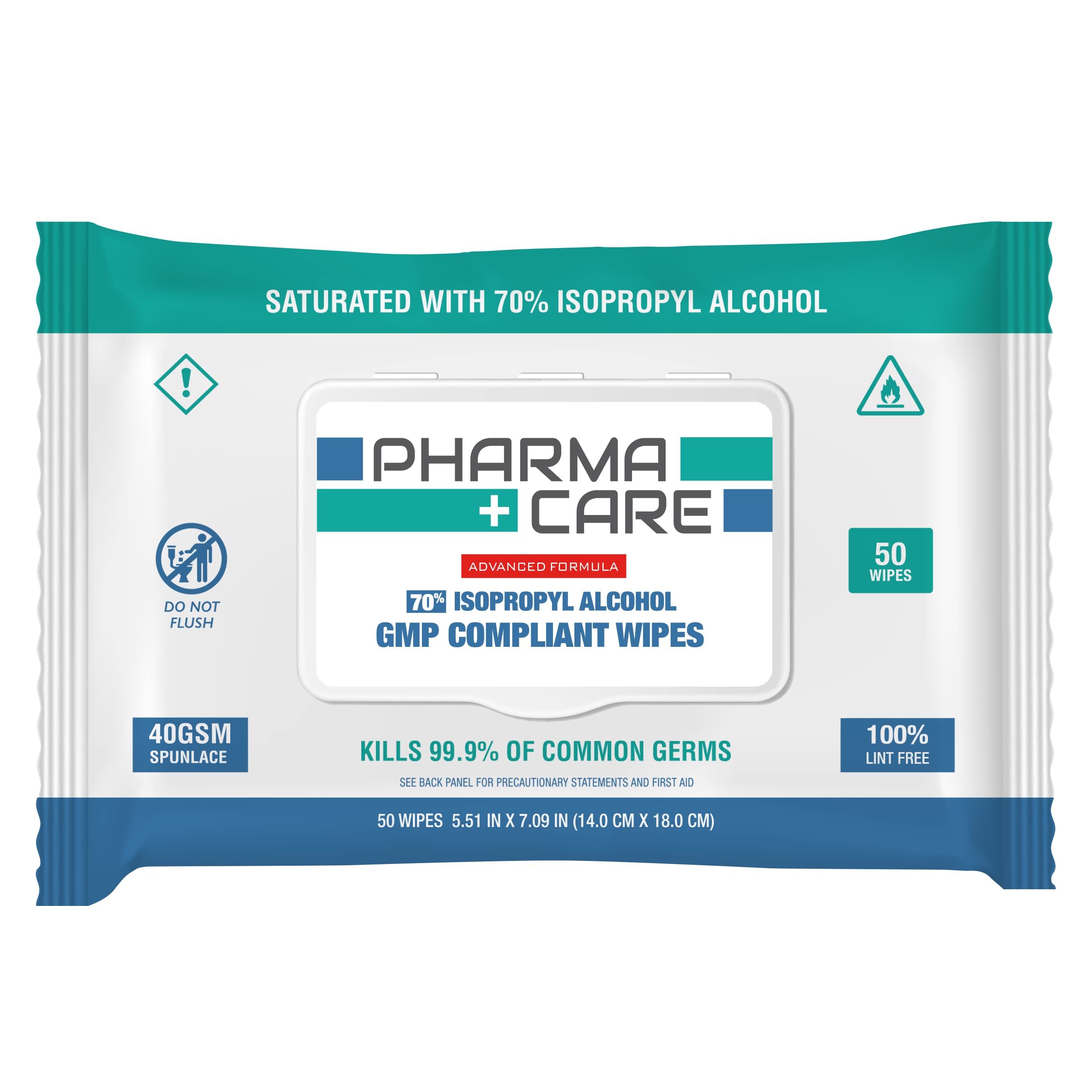 PharmaCare Advanced Formula 70% Alcohol Wipes - (50 Count) 3 Packs